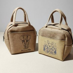 PRINTED JUTE LUNCH TOTES